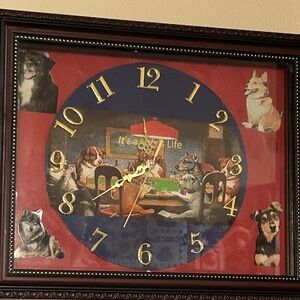 Dog-Themed Wall Clock - Red and Navy Decorative Clock